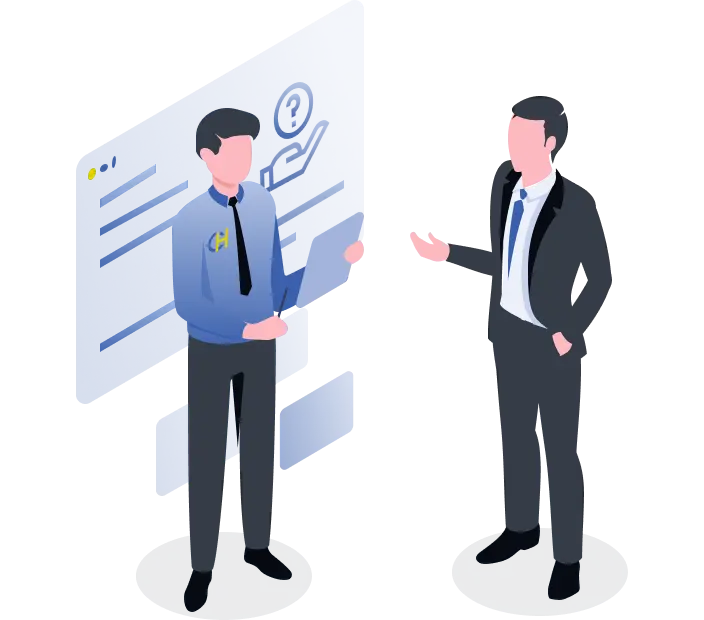 De accountmanager van ConsulHosting is aanwezig en maakt aantekeningen